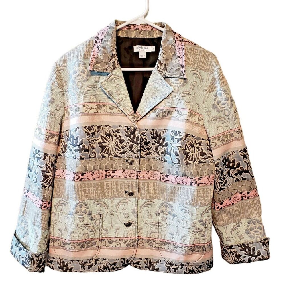 City‎ Blues By Koret Womens Blazer Jacket Size 14 Multicolor pockets